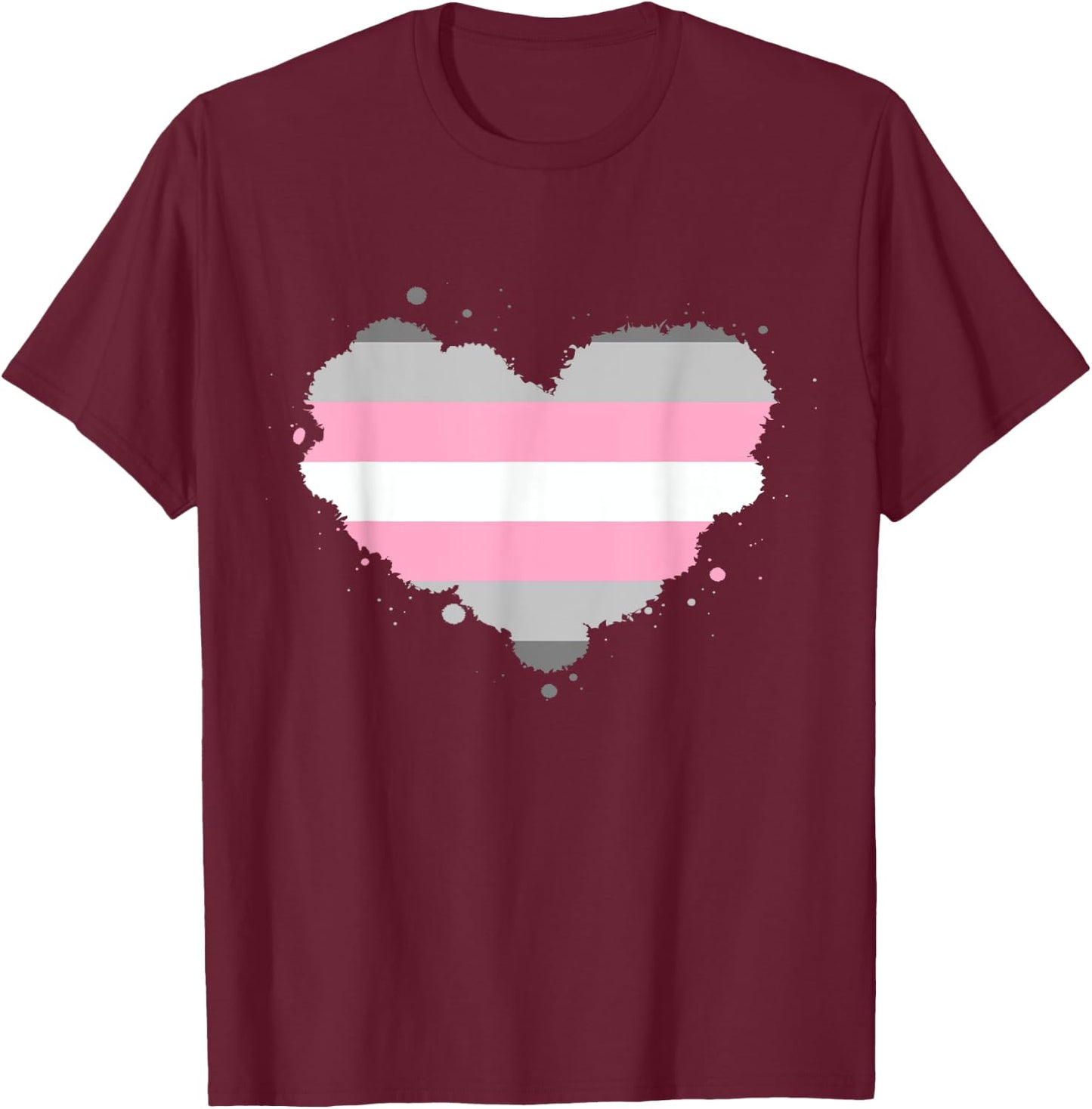 Demigirl Pride Flag Heart Demigirl Flag T-Shirt - T-Shirt | Maroon
