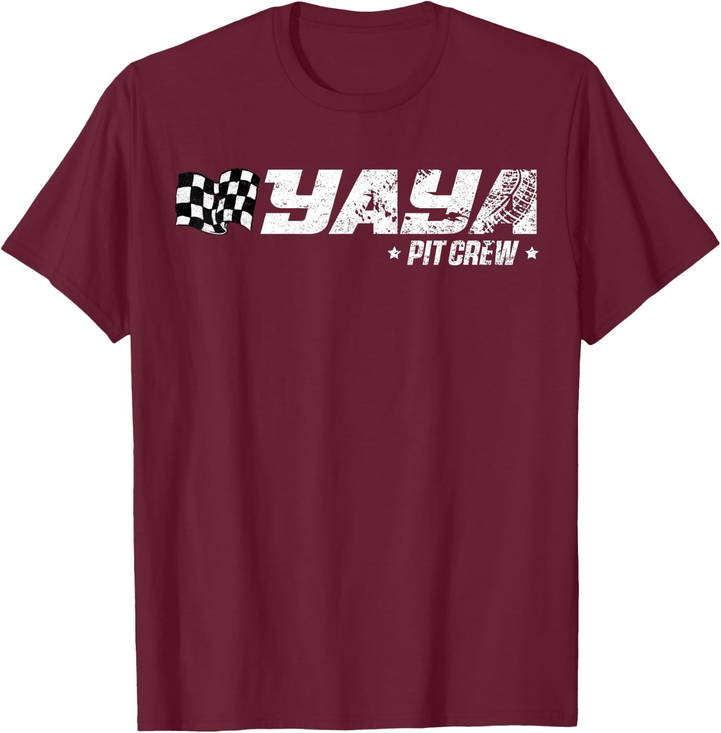 Yaya Pit Crew Race Car Birthday Family Racing T-Shirt - T-Shirt | Maroon