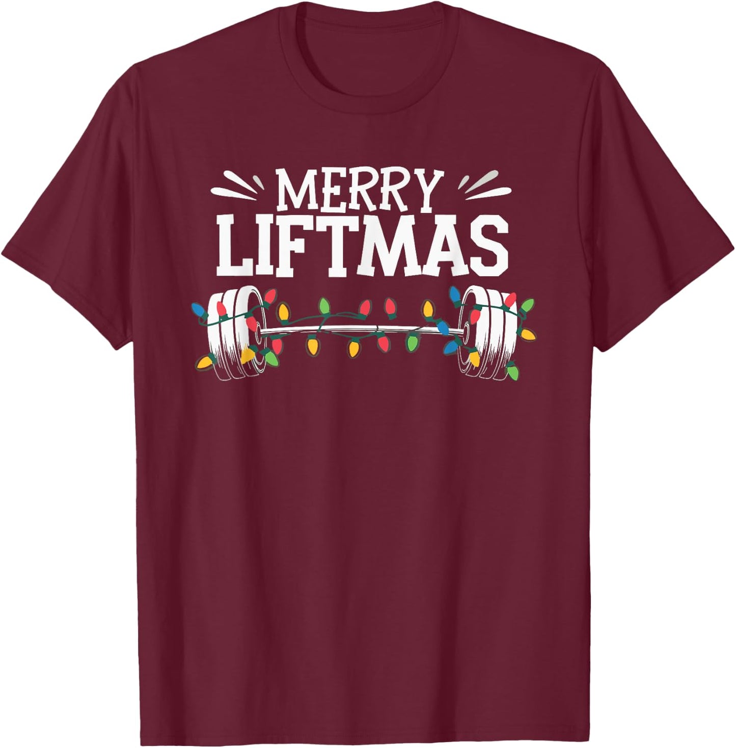 Merry Liftmas Weightlifter Fitness T-Shirt - T-Shirt | Maroon