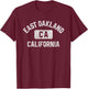 East Oakland California Gym Style Distressed White Print T-Shirt - T-Shirt | Maroon