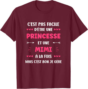 Princess Super Mimi Girl Name Funny Mimi , Black, Female X-Small T-Shirt - T-Shirt | Maroon