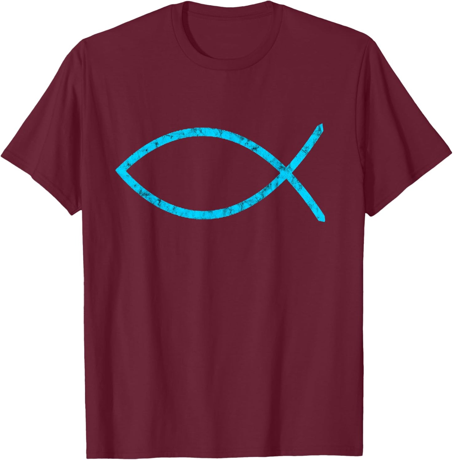 Jesus Fish Ichthus Ichthy Emblem Christian Faith Symbol T-Shirt - T-Shirt | Maroon