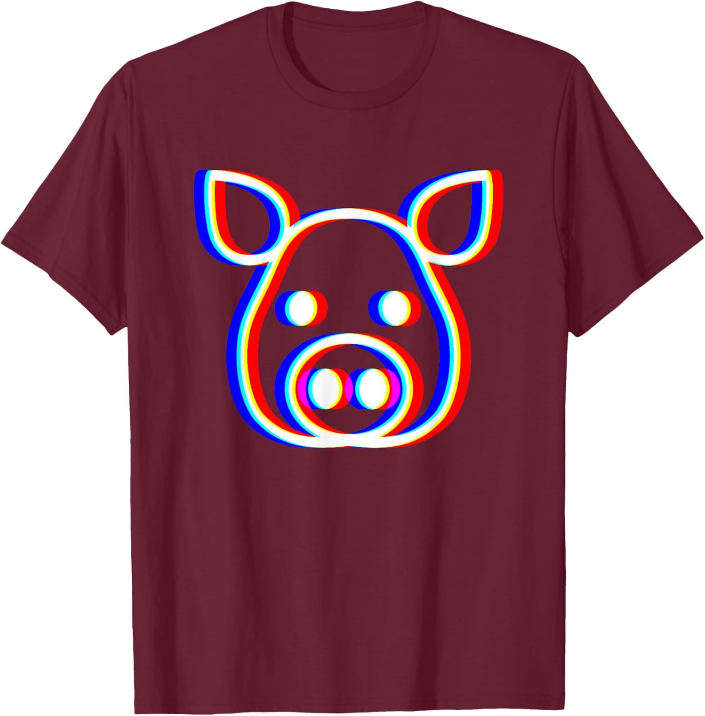 Pig Face Vaporwave Rave EDM Techno Music Fan T-Shirt - T-Shirt | Maroon