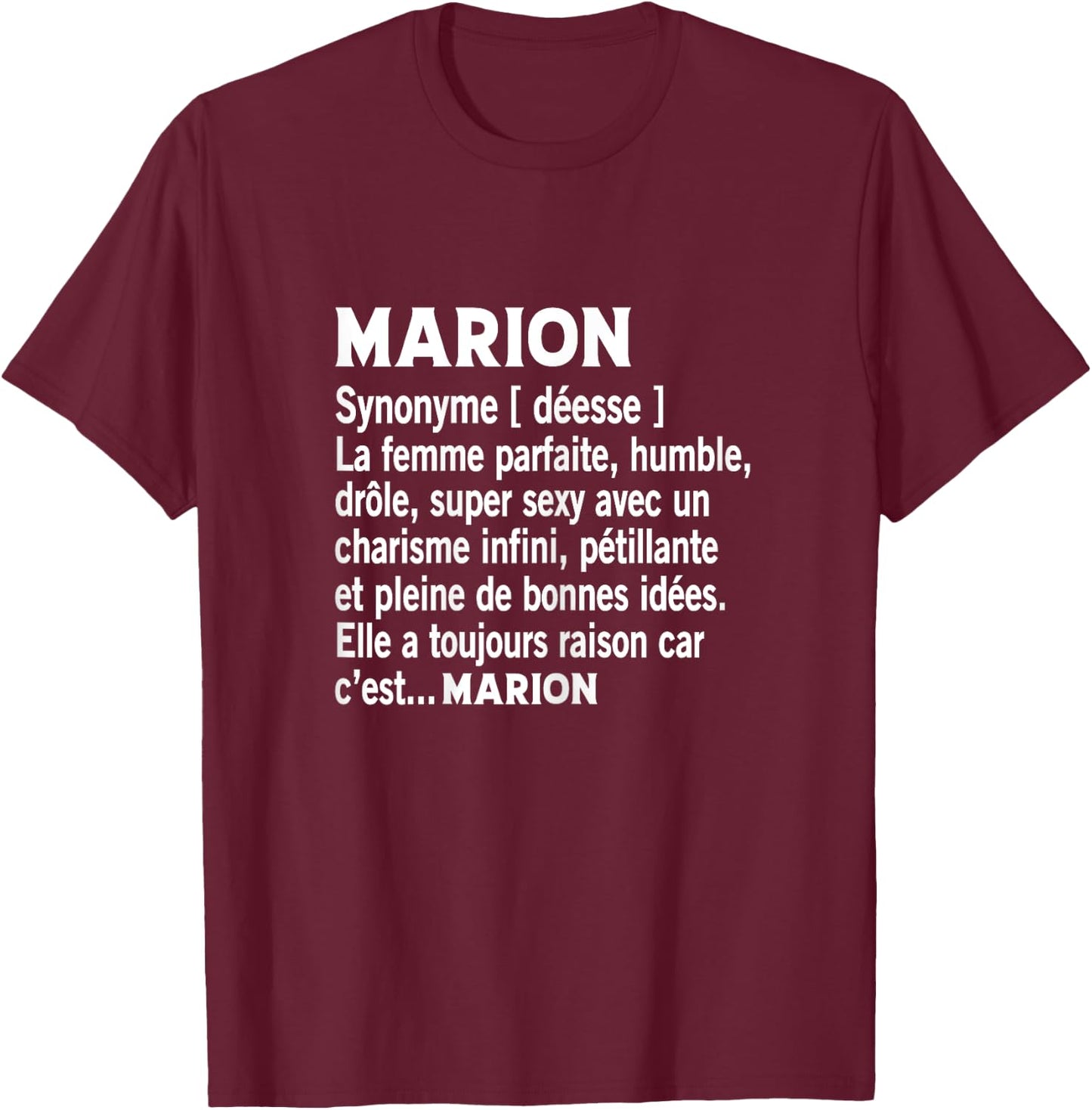 Woman Humor Personalized Gift Name Marion Definition T-Shirt - T-Shirt | Maroon