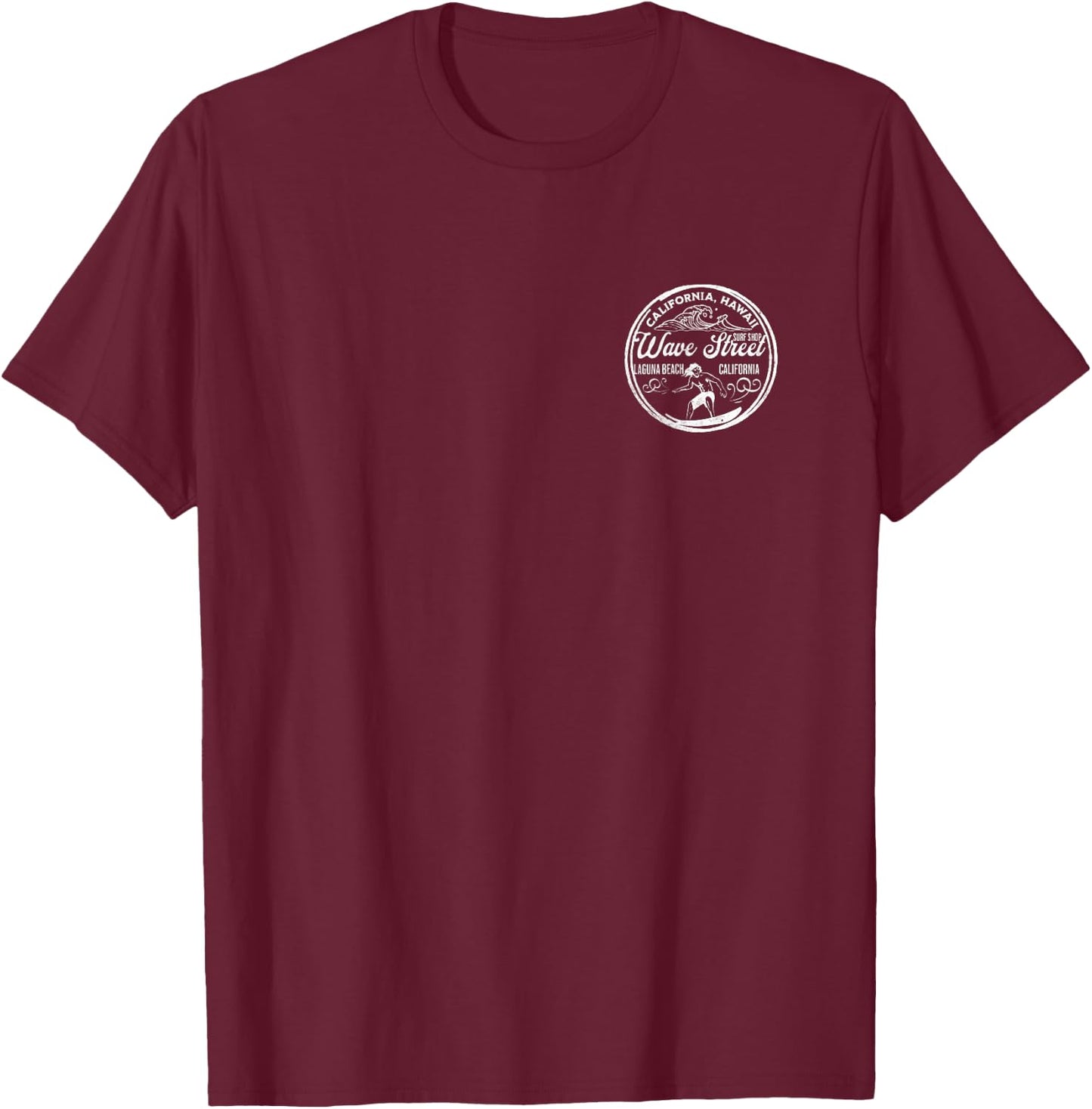 Wave Street Surf Vintage Wave Riding Graphic T-Shirt - T-Shirt | Maroon