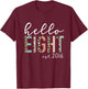 Hello Eight Est 2016 8-Year-Old Girl Leopard Print T-Shirt - T-Shirt | Maroon