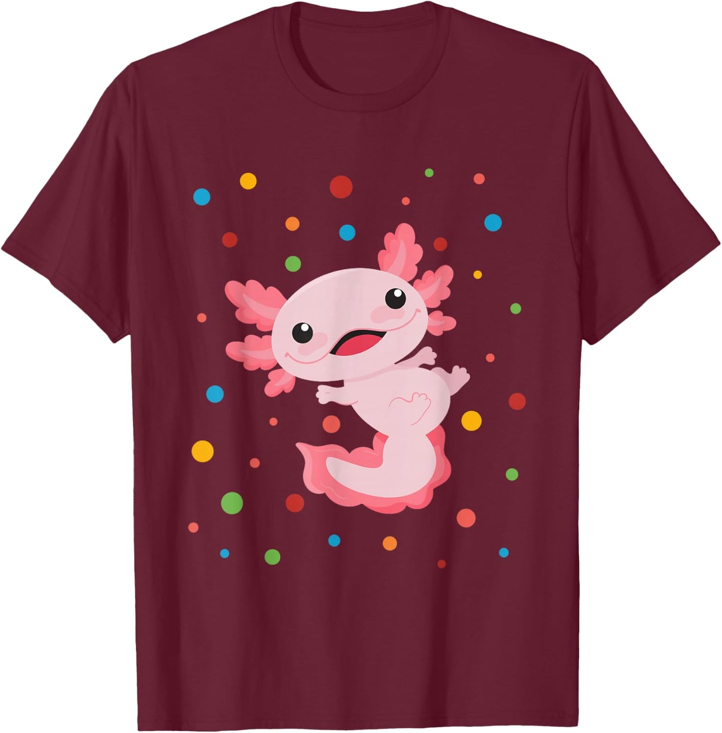 Dot Day Shirt Polka Dots Axolotl Kids Boys Girls Youths T-Shirt - T-Shirt | Maroon