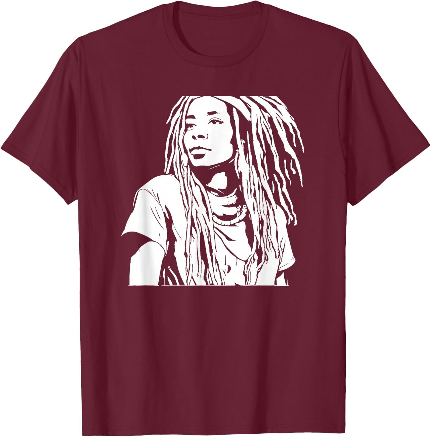 Rasta Hair Hairstyle - Rastafari Dreads Dreadlocks , black T-Shirt - T-Shirt | Maroon