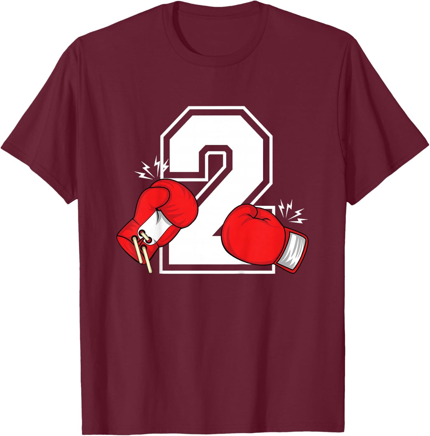 Kids 2nd Birthday Boxing Boy 2 Year Old Boxer Bday Party T-Shirt - T-Shirt | Maroon