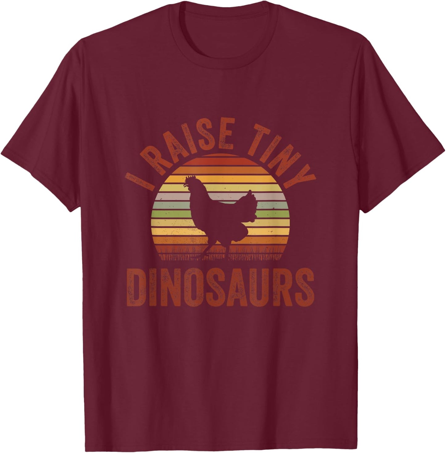 I Raise Tiny Dinosaurs Retro Vintage Silhouette Chicken T-Shirt - T-Shirt | Maroon