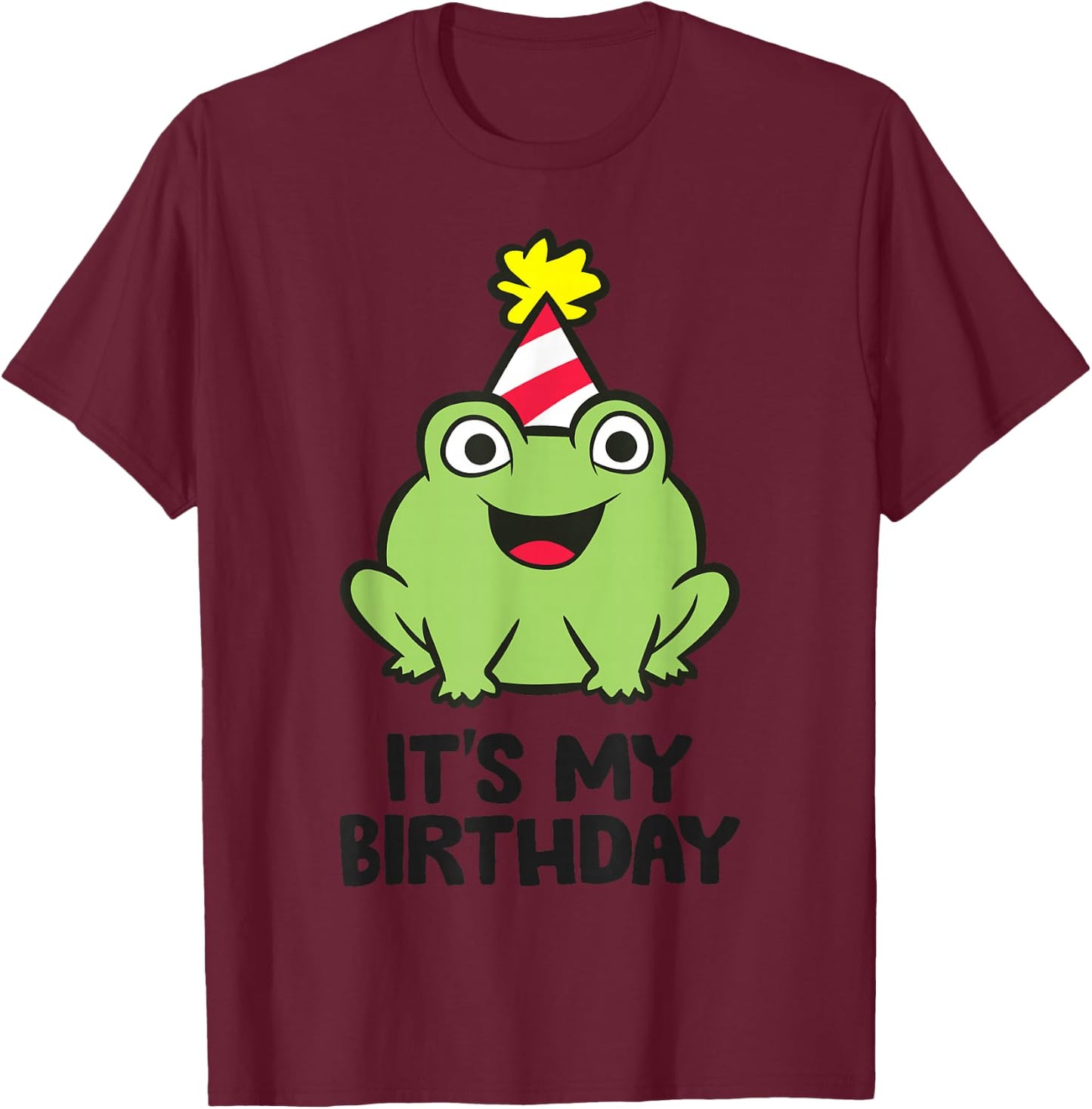 Its My Birthday Amphibian Frog Themed Birthday T-Shirt - T-Shirt | Maroon