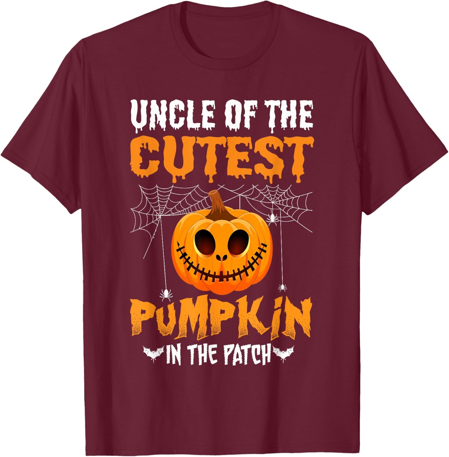 Uncle of The Cutest Pumpkin in The Patch Uncle Halloween T-Shirt - T-Shirt | Maroon
