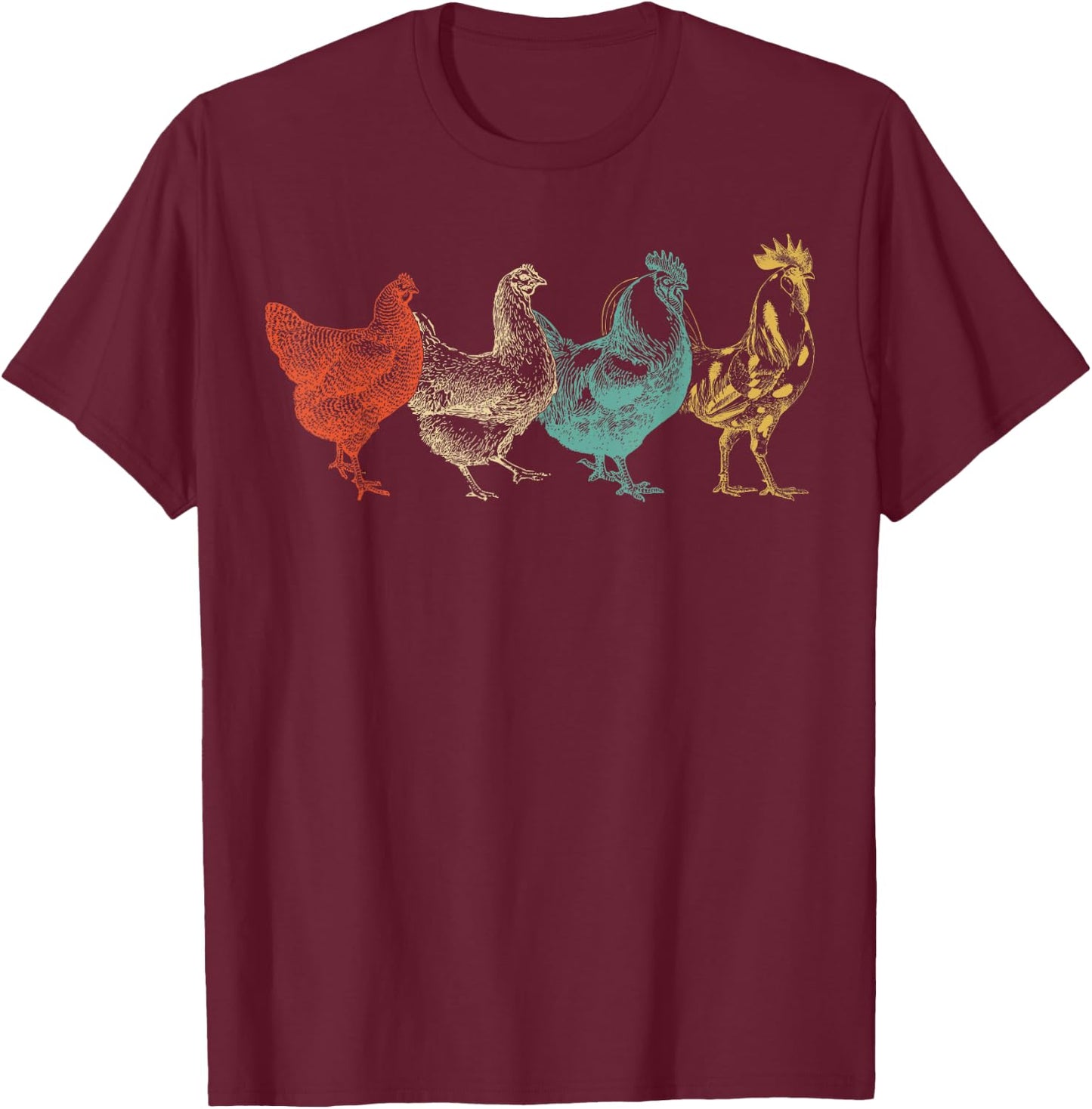 Chicken Retro Vintage Poultry Farmer Women Men Farm Lover T-Shirt - T-Shirt | Maroon
