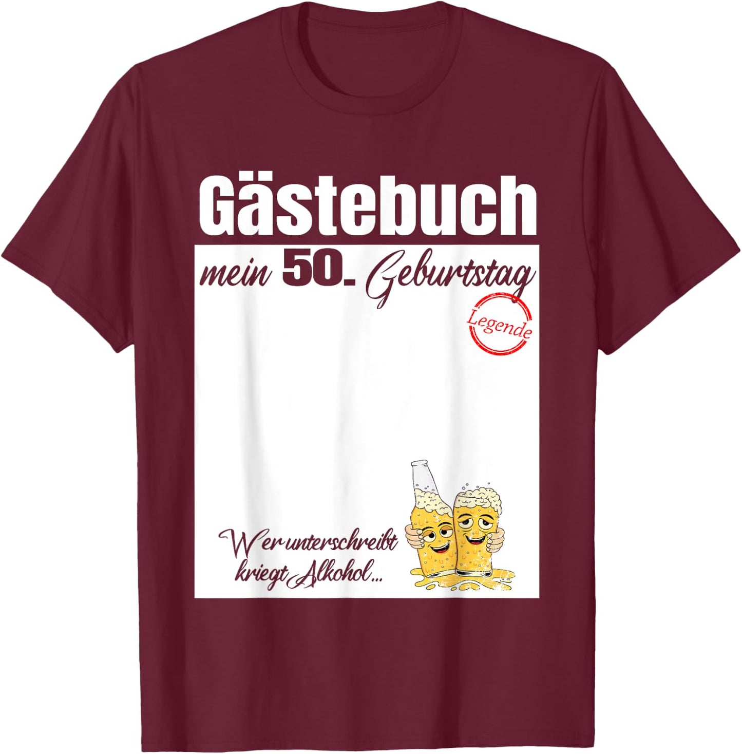 Guest Book My 50th Birthday - Escalation Signatures , black T-Shirt - T-Shirt | Maroon