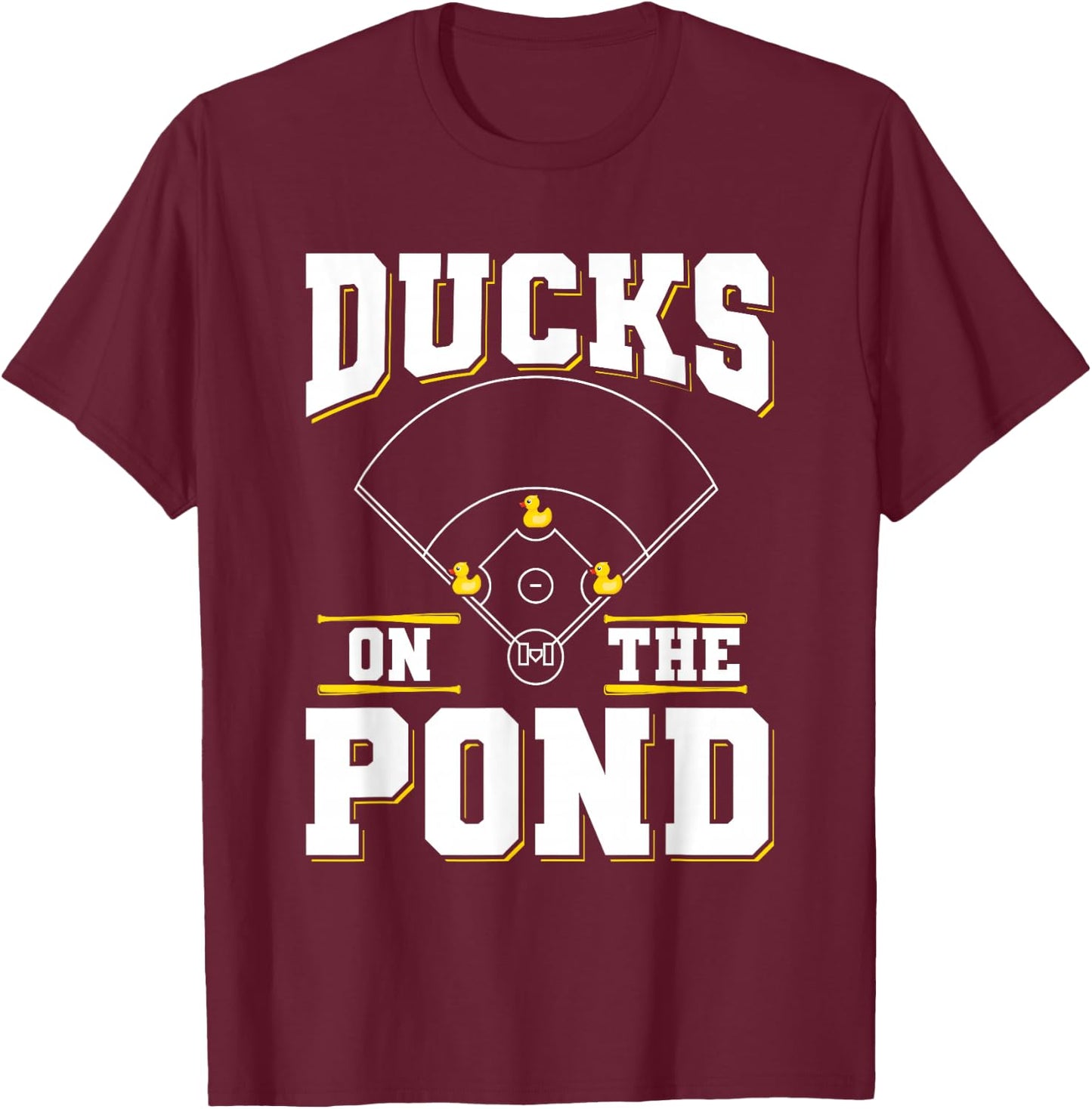 Ducks on the pond Design for a Baseball player T-Shirt - T-Shirt | Maroon