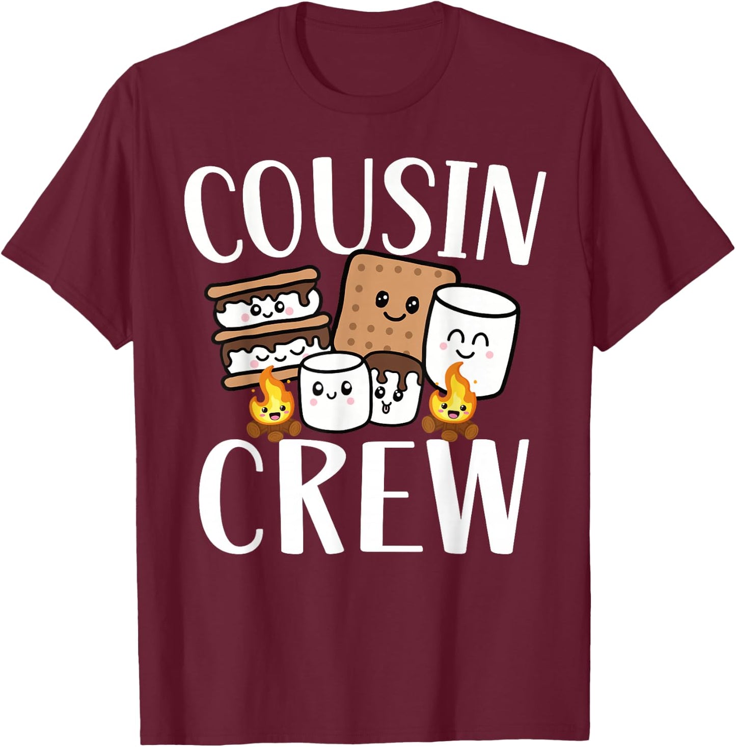 Cousin Crew 2024 Camping Trip Smore Campfire Group Squad T-Shirt - T-Shirt | Maroon