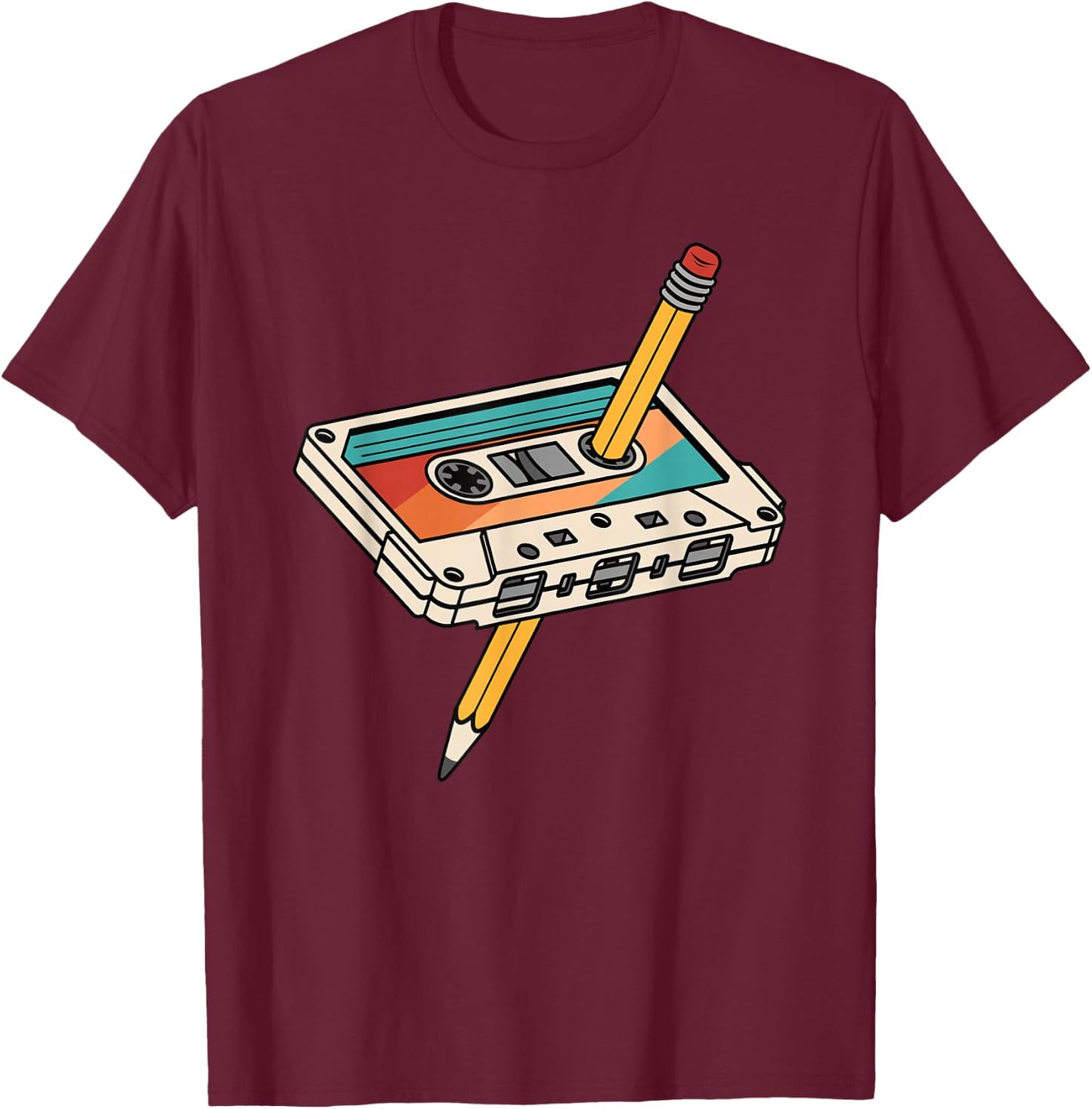 80s 90s Retro Party Outfit Cassette Vintage Women Men T-Shirt - T-Shirt | Maroon