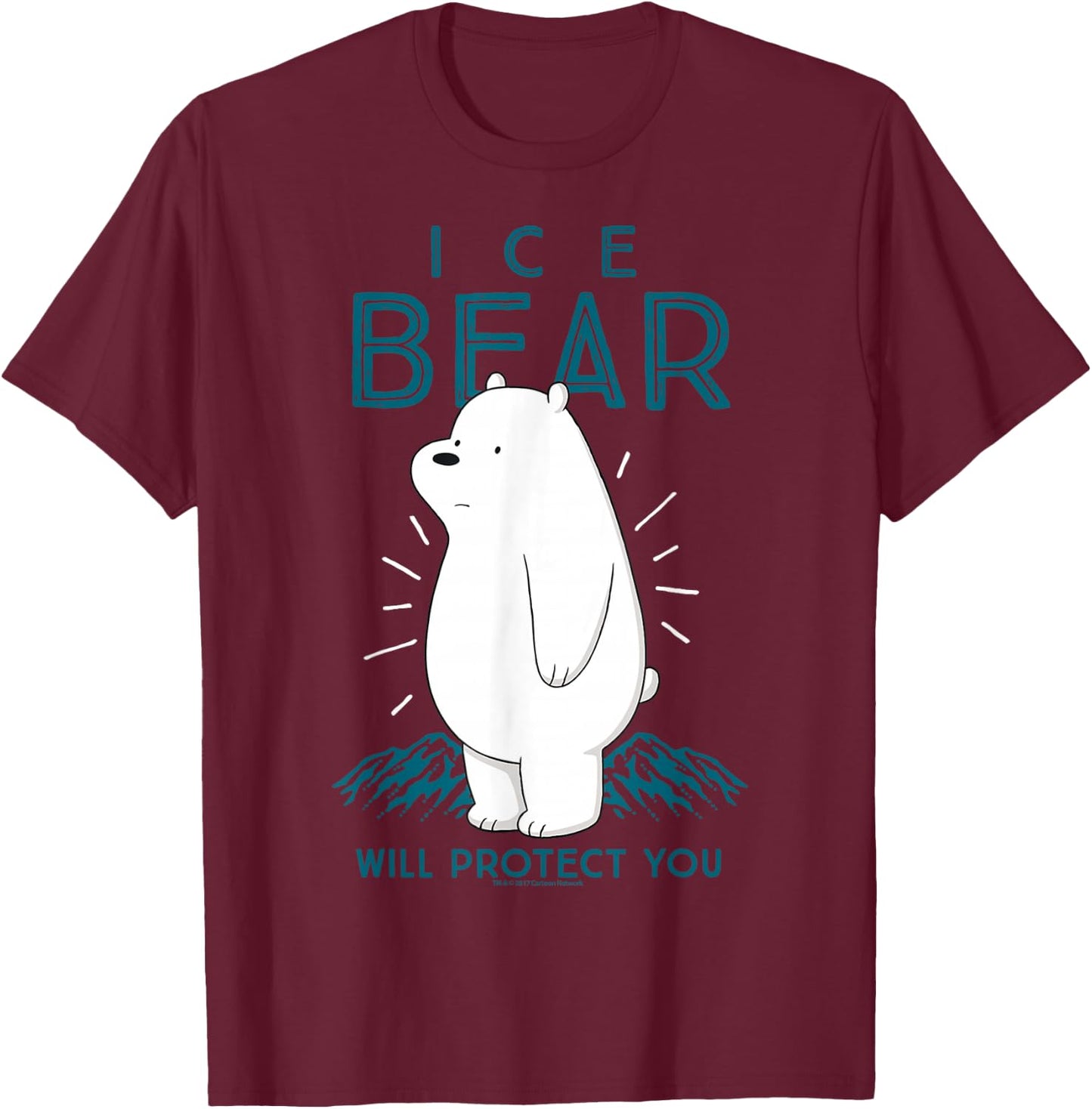 CN We Bare Bears Ice Bear Will Protect You Graphic T-Shirt - T-Shirt | Maroon