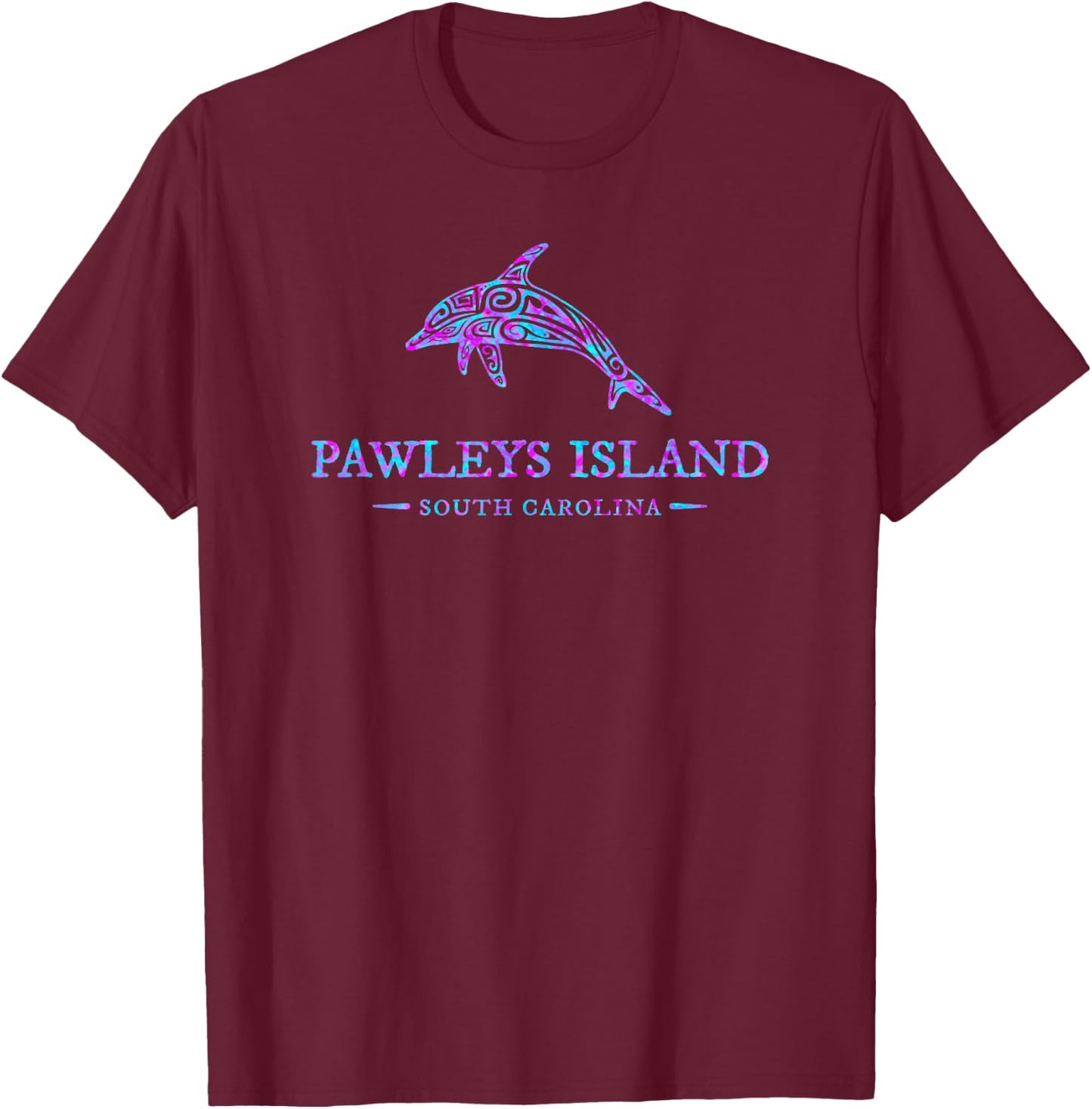 Pawleys Island South Carolina Colorful Dolphin Girls Boys T-Shirt - T-Shirt | Maroon