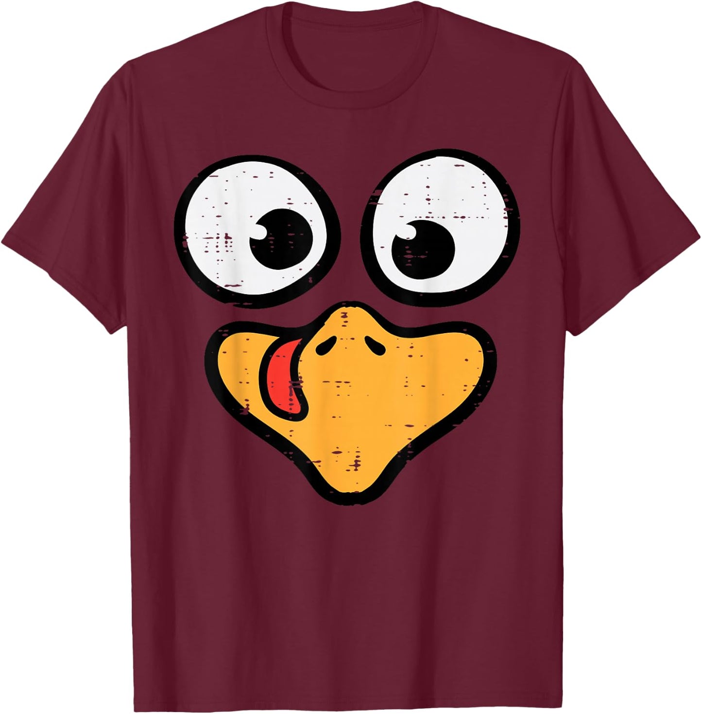 Thanksgiving Turkey Face Funny Match Costume Women Men Kids T-Shirt - T-Shirt | Maroon