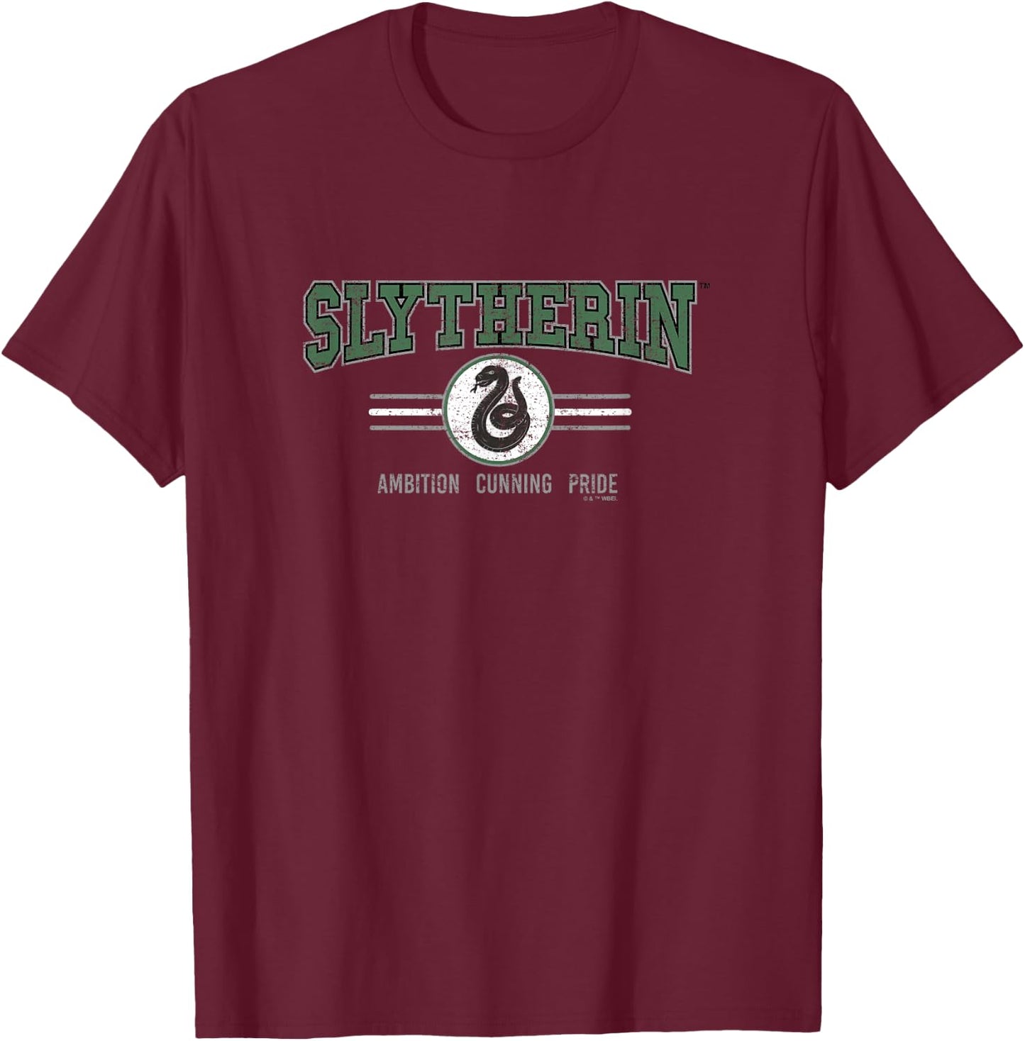 Harry Potter Hogwarts Slytherin House Snake Collegiate T-Shirt - T-Shirt | Maroon
