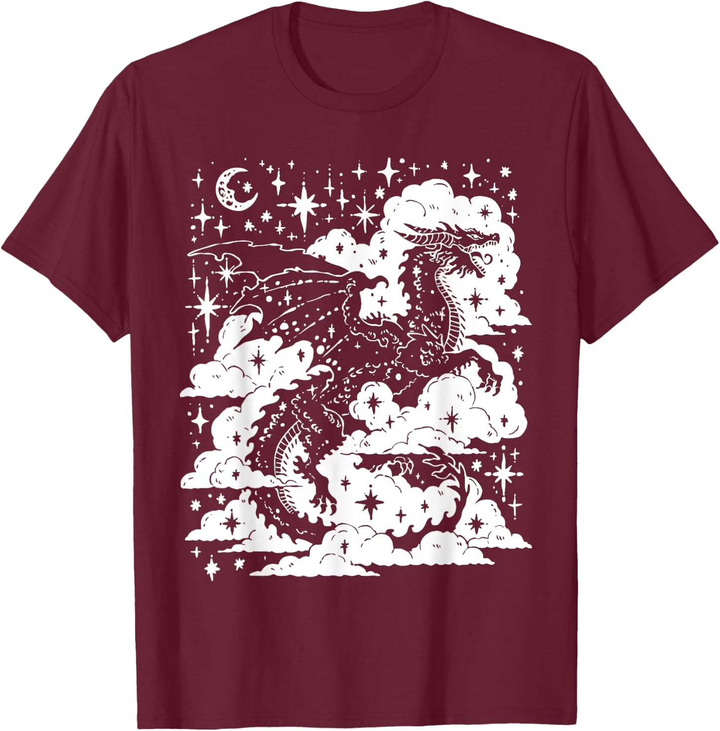 Dark Academia Fantasy Dragon | Book Lover Bookish Goblincore T-Shirt - T-Shirt | Maroon
