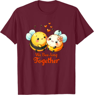 We Bee-Long Together Funny Dad Joke Design T-Shirt - T-Shirt | Maroon