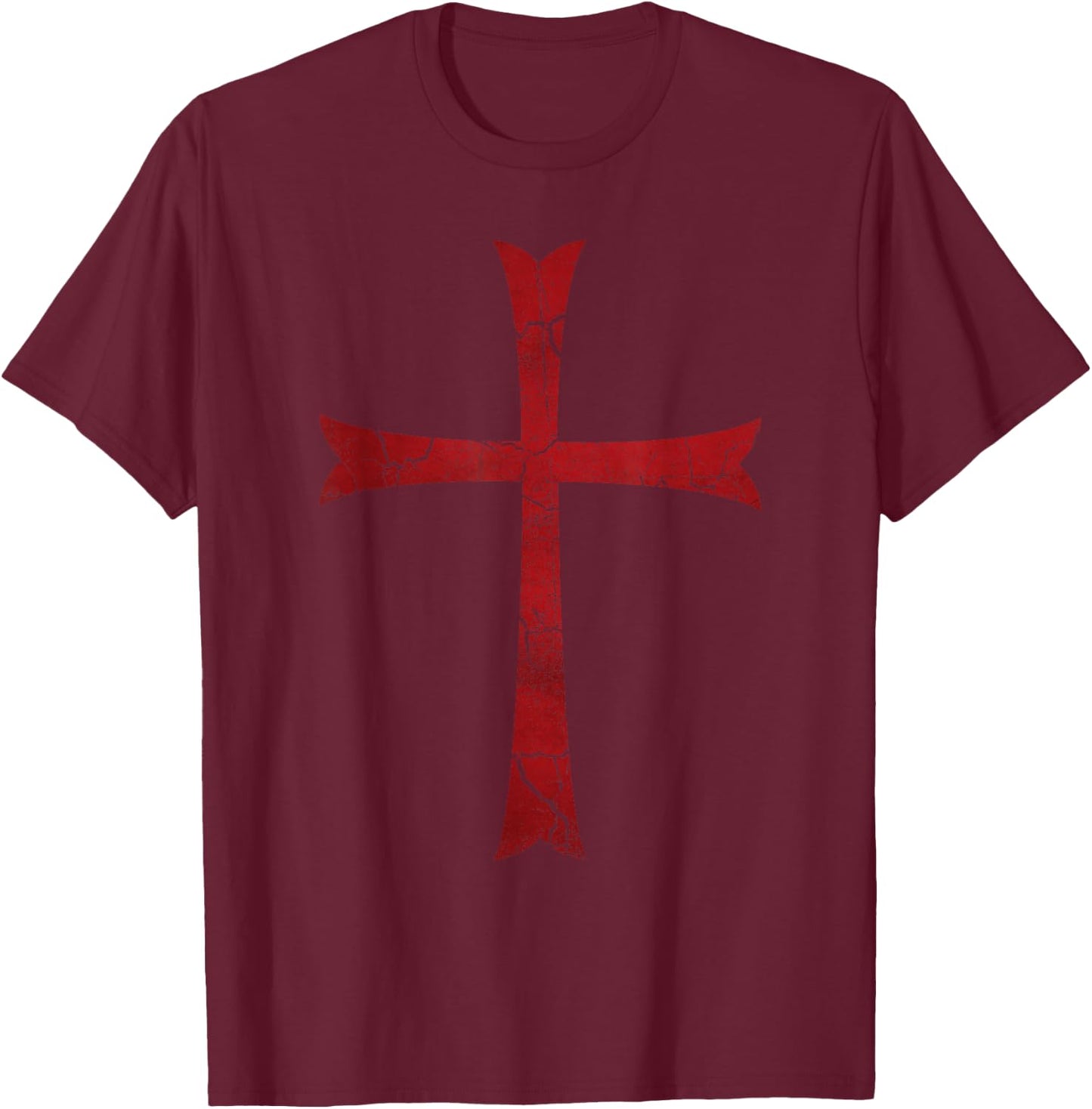 Knights Templar Cross, Crusader (Soldier of Christ) T-Shirt - T-Shirt | Maroon