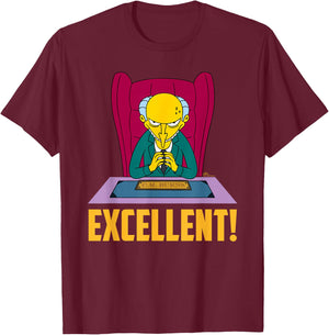The Simpsons Mr. Burns at Desk Excellent , black T-Shirt - T-Shirt | Maroon