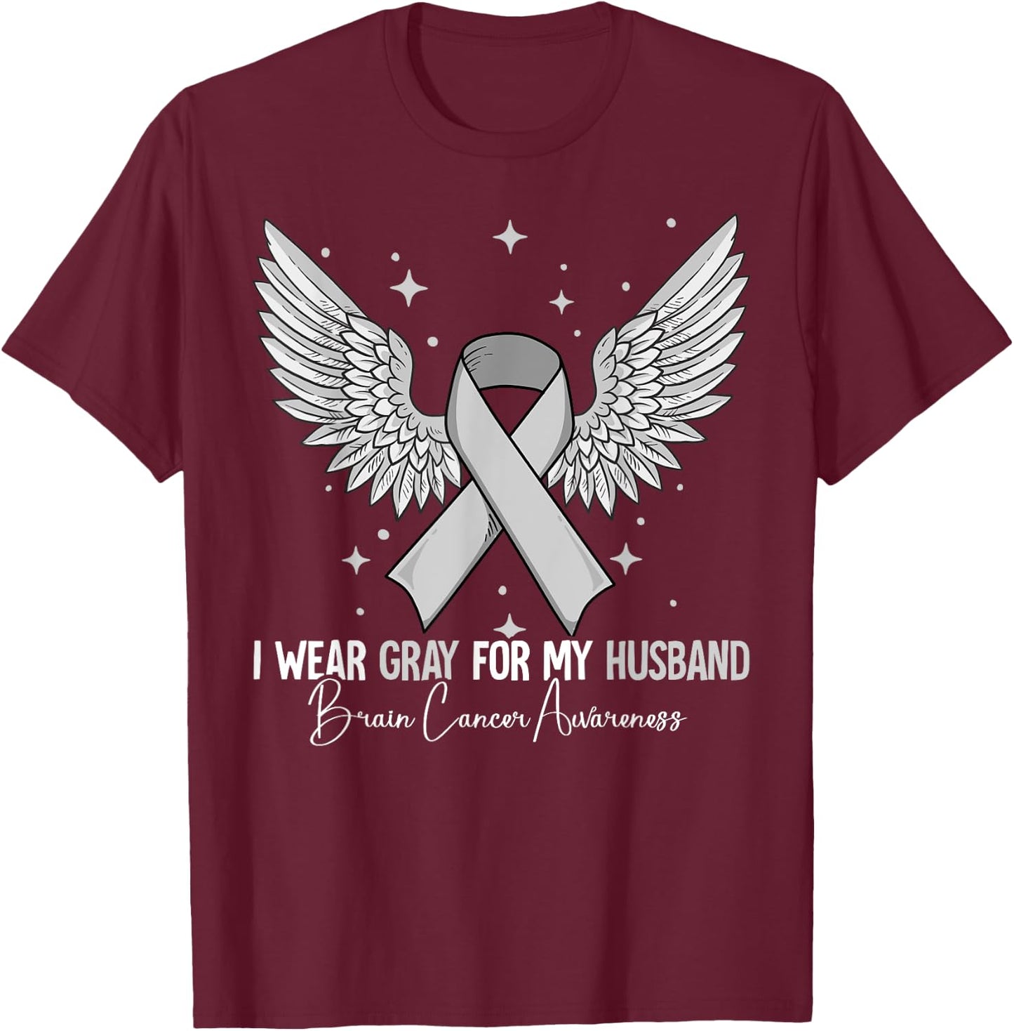 Husband Brain Cancer Awareness T-Shirt - T-Shirt | Maroon