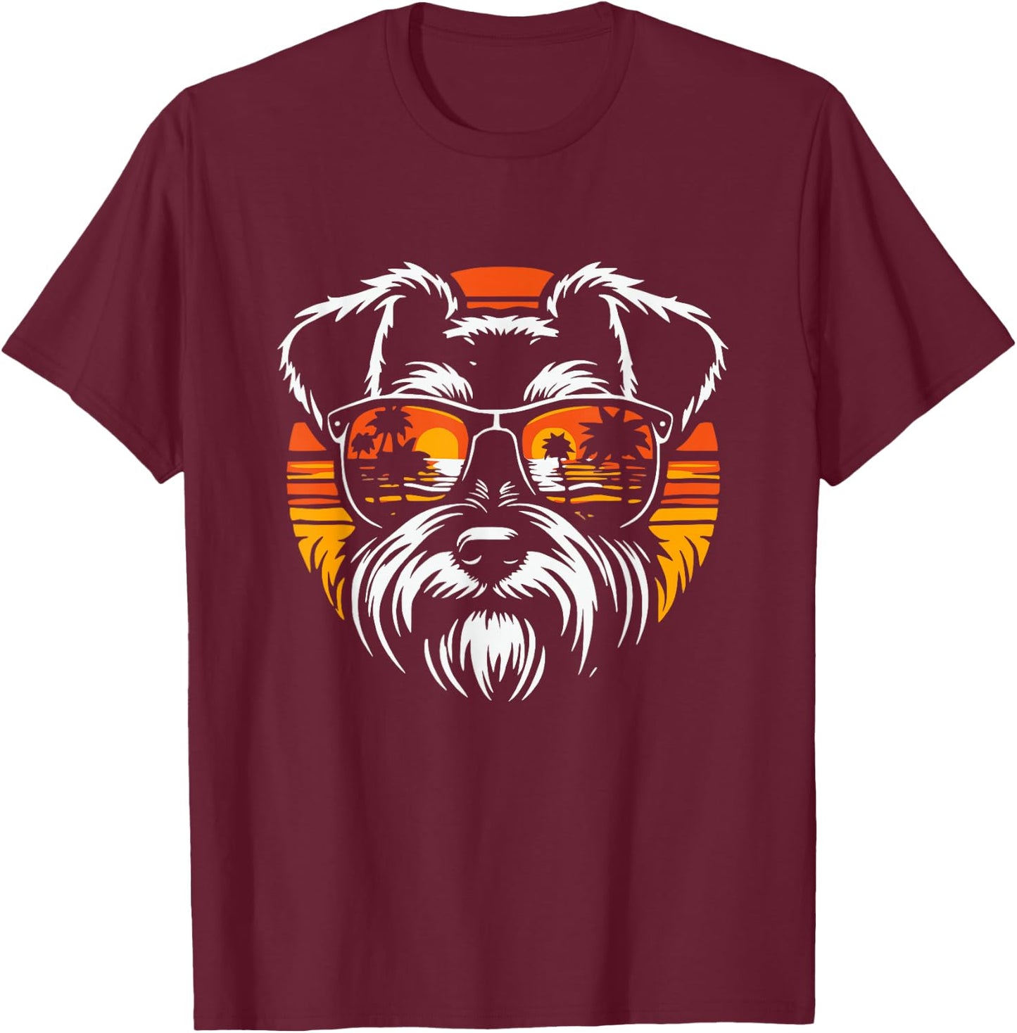 Cool Miniature Schnauzer With Sunglasses Dog Graphic Design T-Shirt - T-Shirt | Maroon