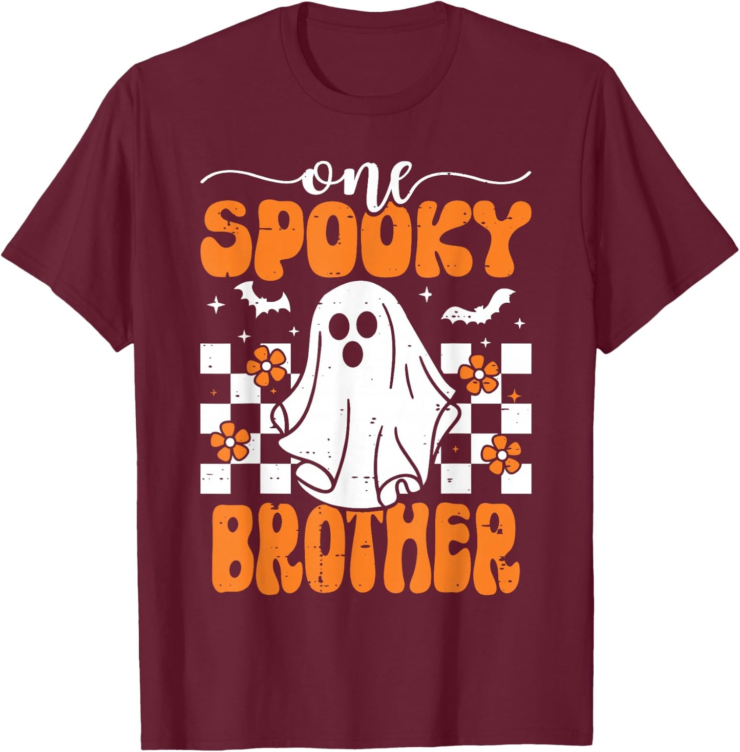 One Spooky Brother Matching Family Halloween Costumes T-Shirt - T-Shirt | Maroon
