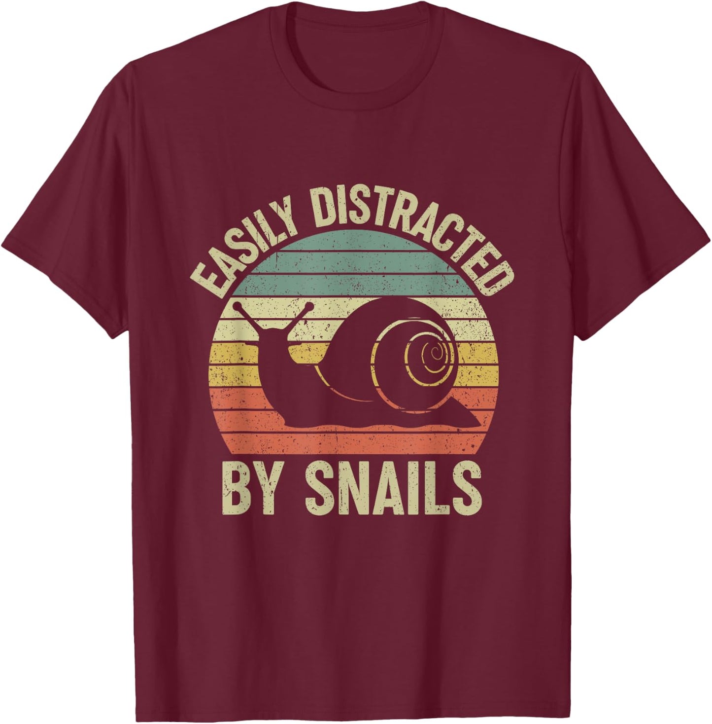 Easily Distracted by Snails T-Shirt - T-Shirt | Maroon