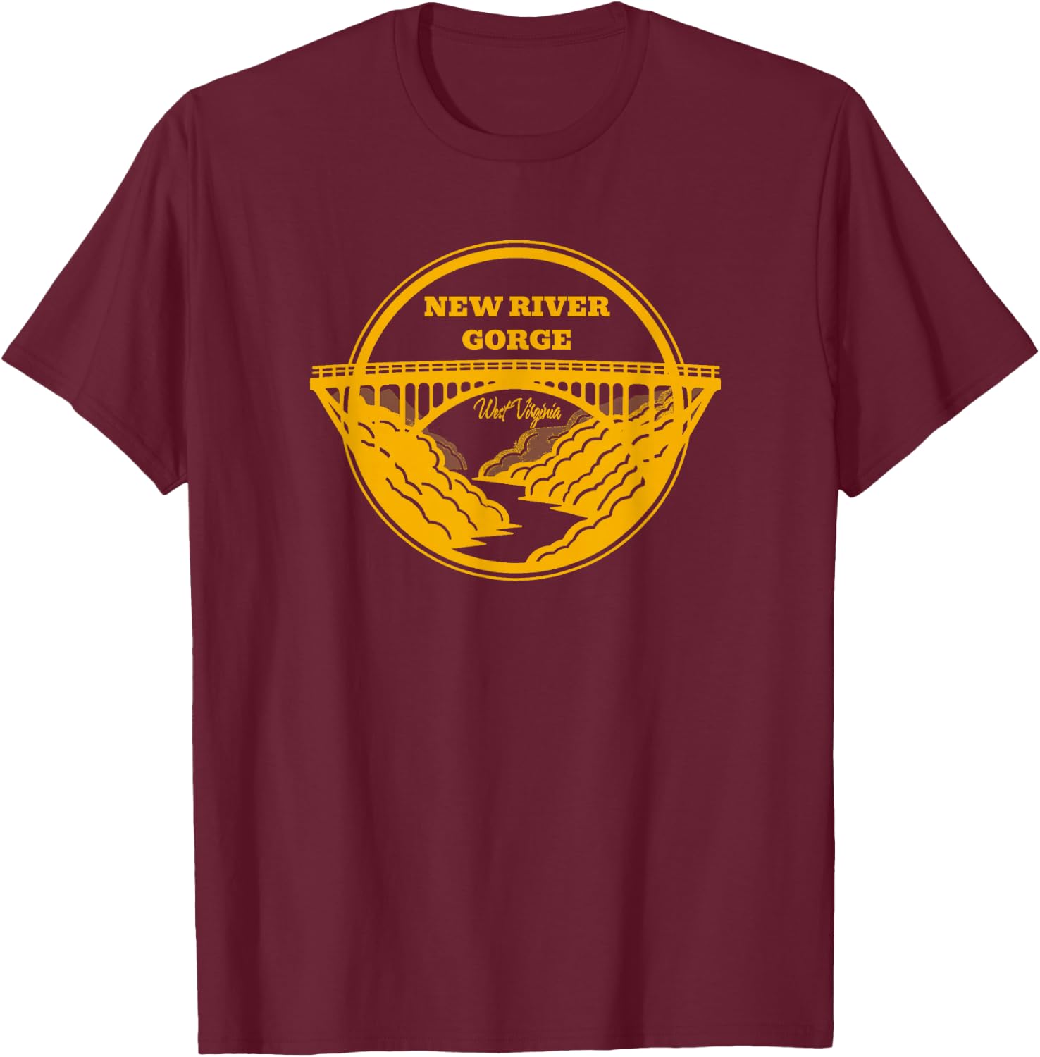 New River Gorge Fayetteville West Virginia Famous Sites Tour T-Shirt - T-Shirt | Maroon