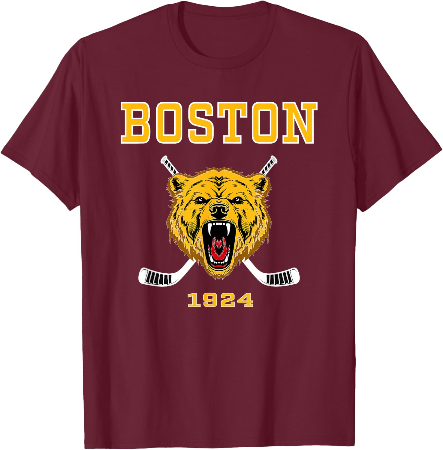 Boston Ice Hockey - Fear the Bear - Classic T-Shirt - T-Shirt | Maroon