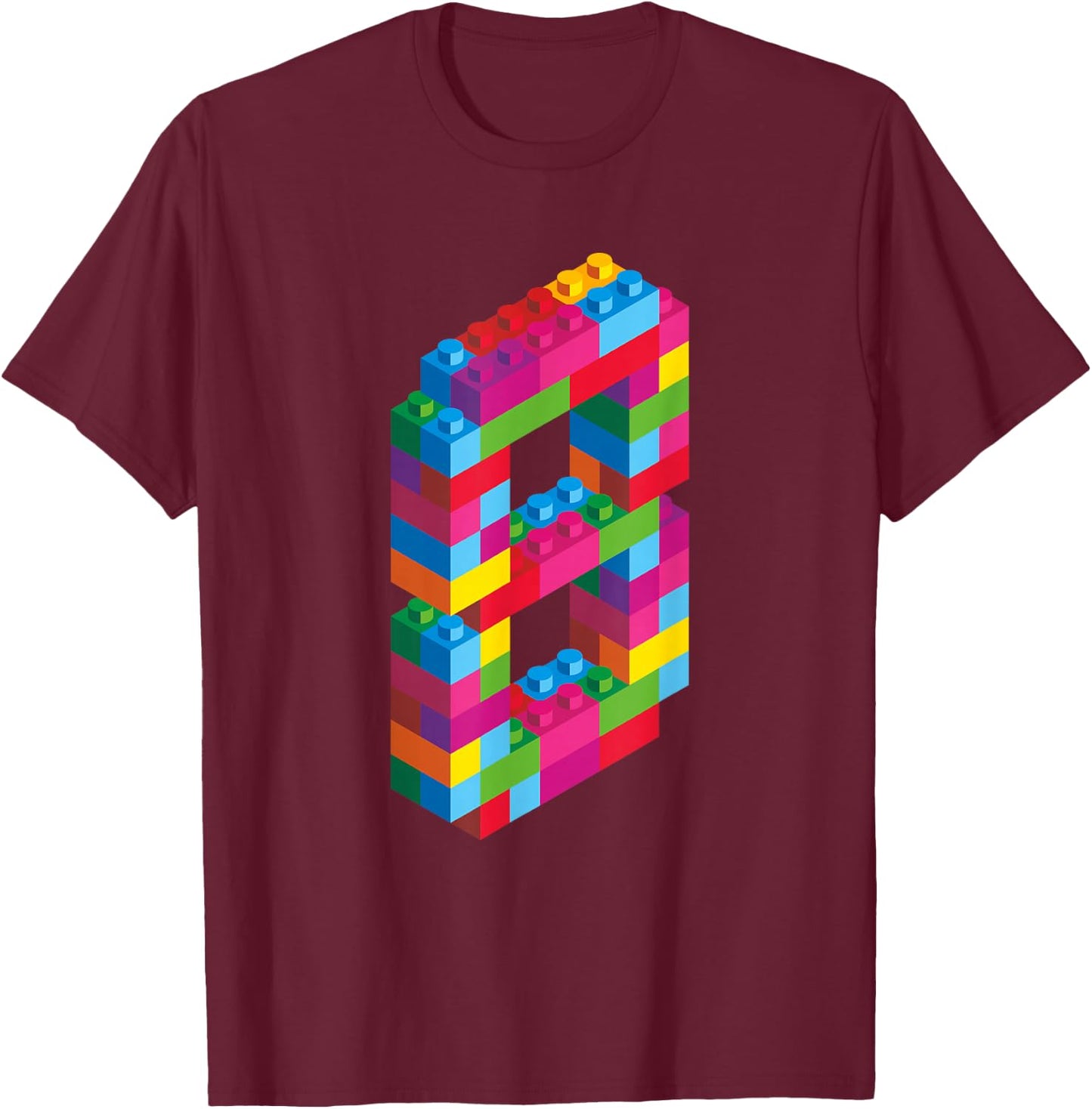 Children's 8 Years Old Building Blocks Birthday Bricks 8 , black T-Shirt - T-Shirt | Maroon
