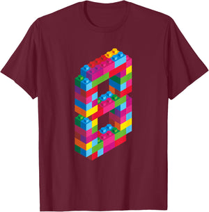 Children's 8 Years Old Building Blocks Birthday Bricks 8 , black T-Shirt - T-Shirt | Maroon