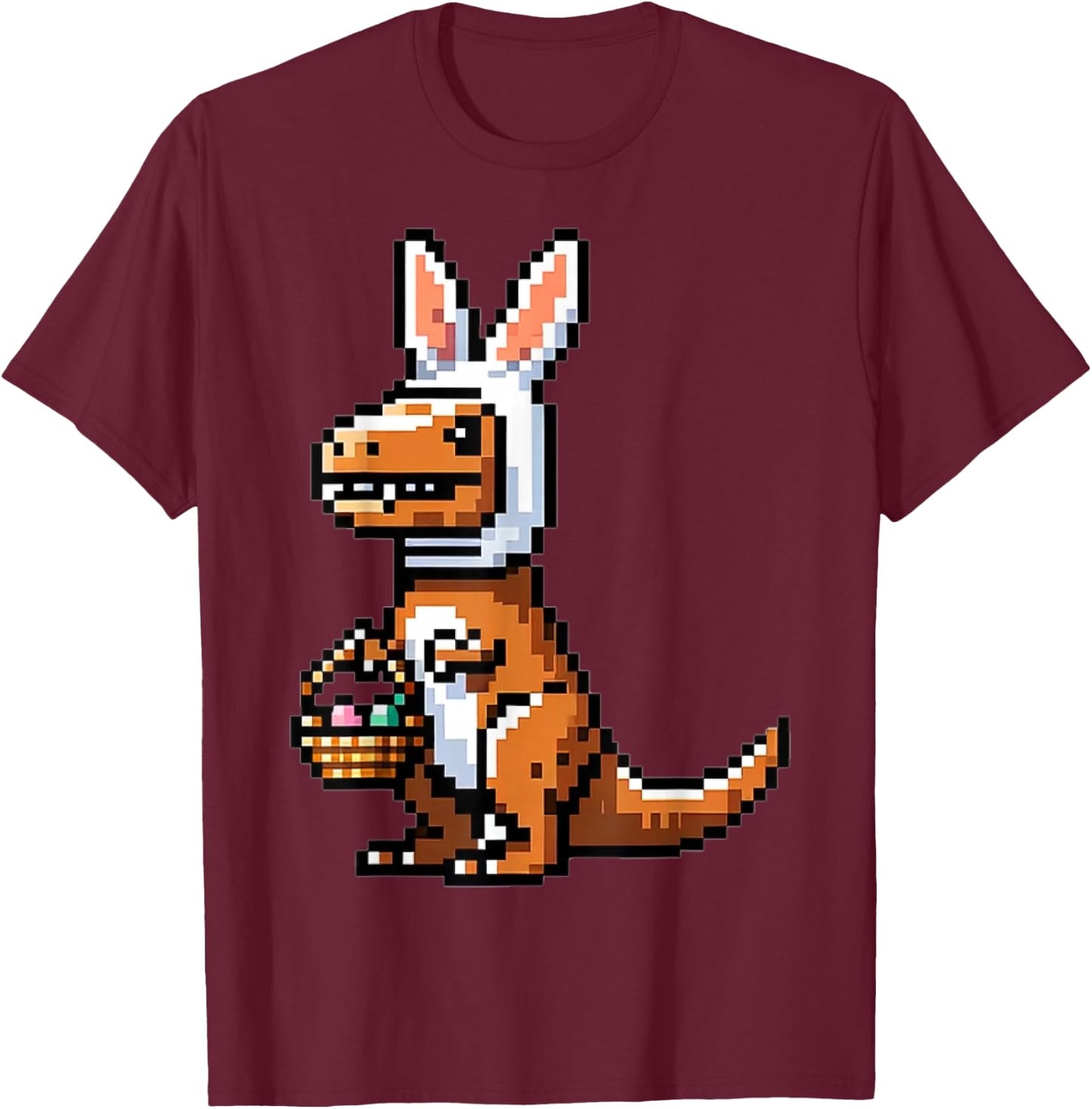 Verpixelter Dino Osterhase T-Rex Frohe Ostern Videospieler T-Shirt - T-Shirt | Maroon