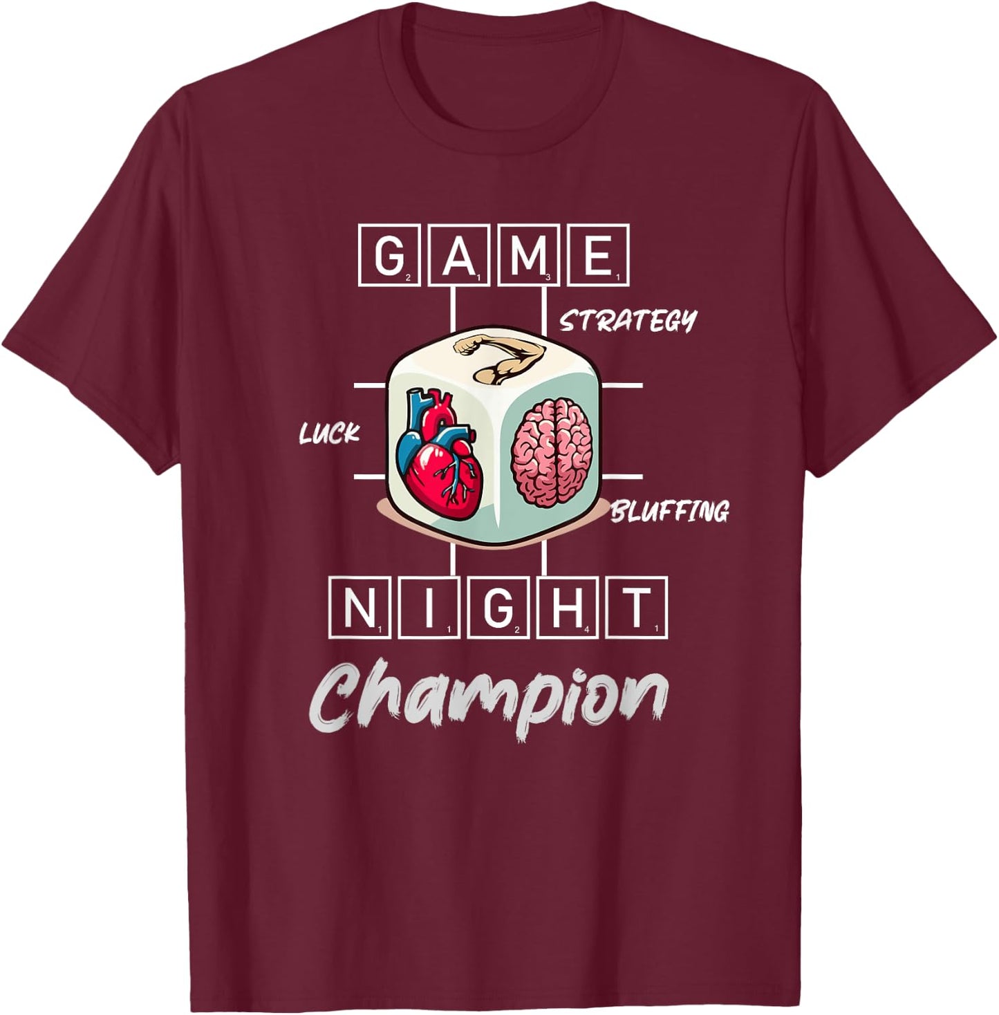 Game Night Champion Dice Design | Board Game Enthusiast. T-Shirt - T-Shirt | Maroon