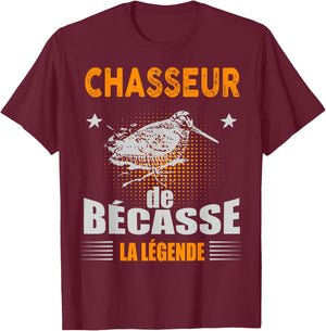 Becasse Hunter The Legend Man Hunting Snipe Game , Black, S T-Shirt - T-Shirt | Maroon