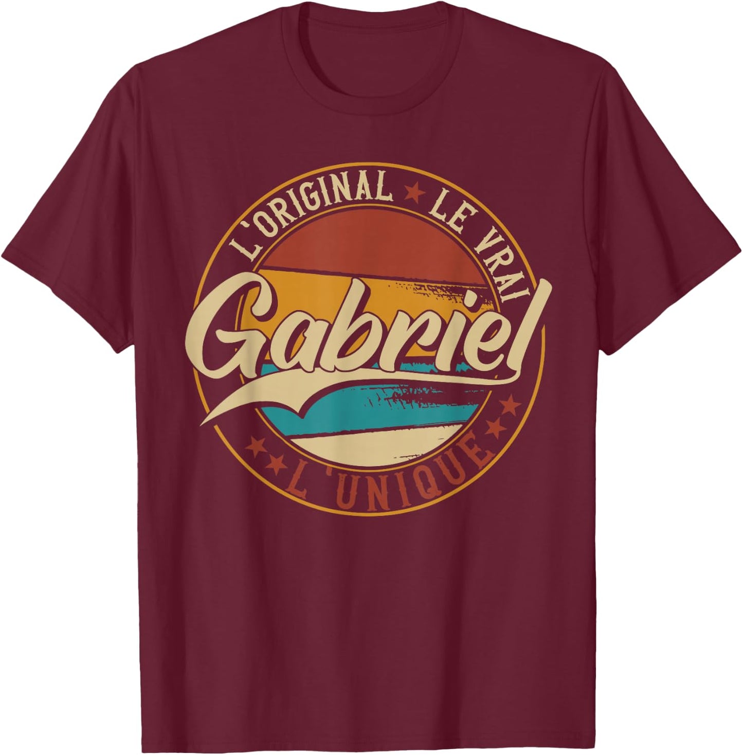 Gabriel The Original Le Vrai L'Unique Men & Boys , Black, S T-Shirt - T-Shirt | Maroon