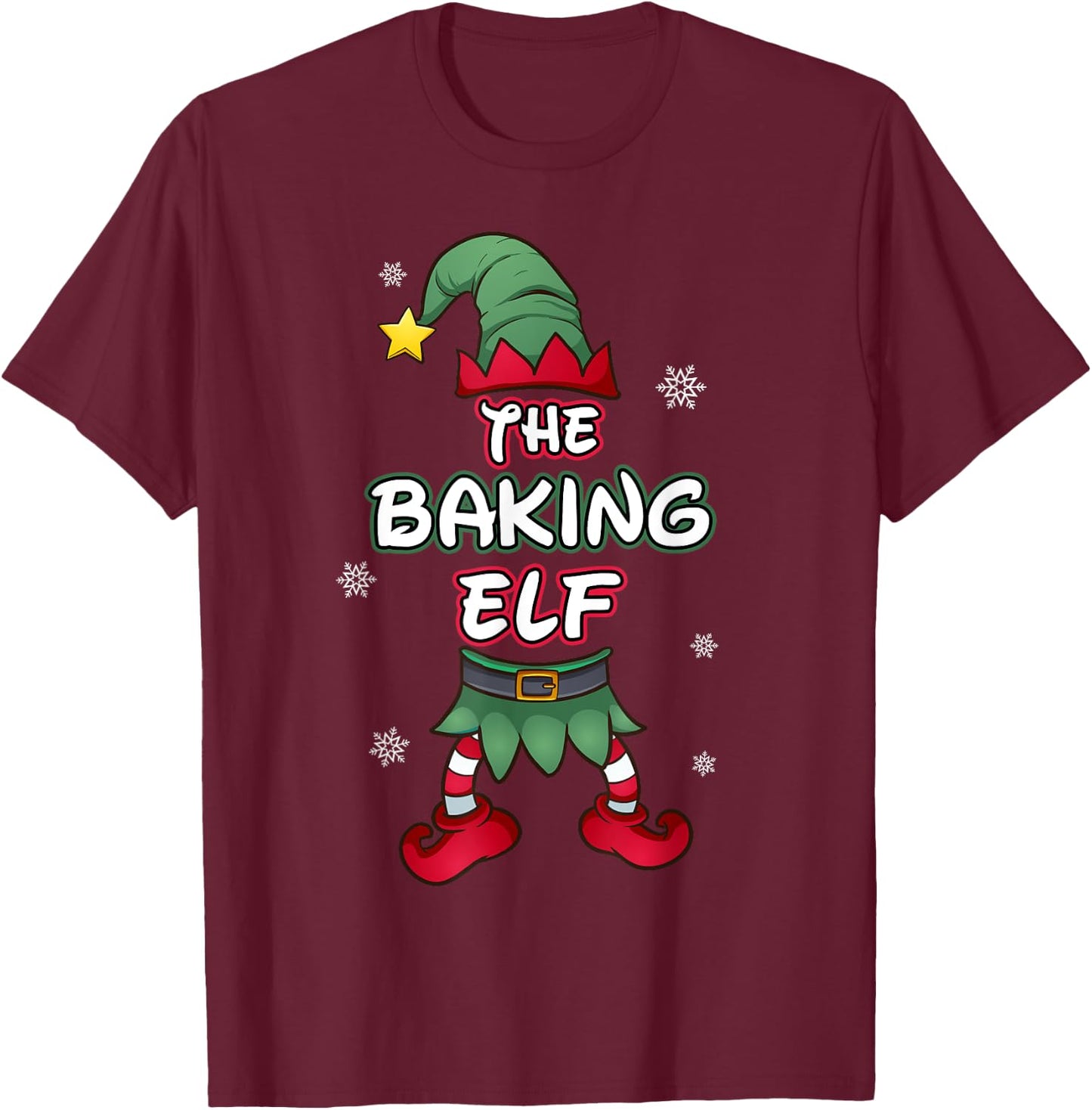 Baking Elf christmas pajamas pjs matching family group T-Shirt - T-Shirt | Maroon