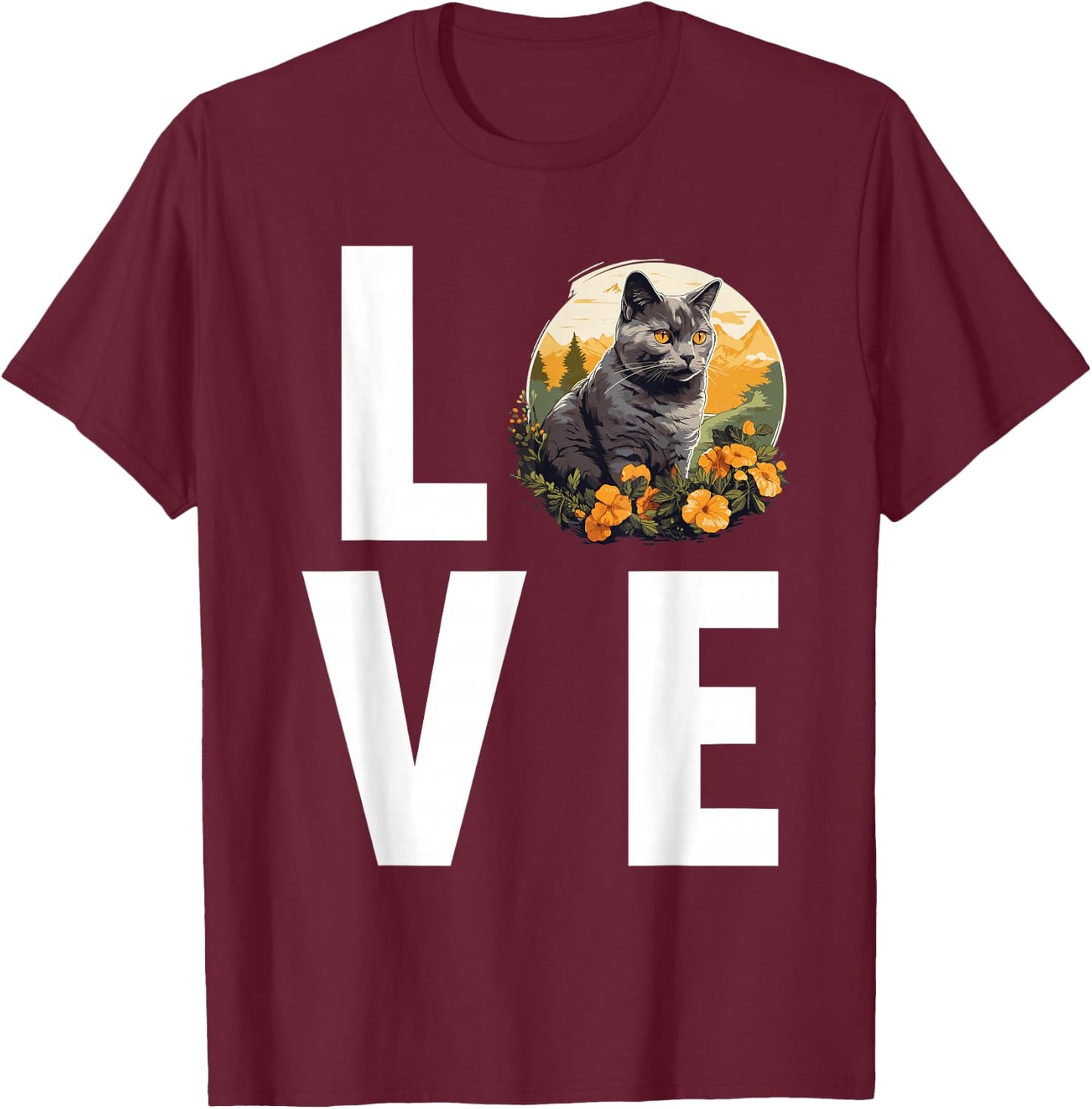 Chartreux Cats Chartreux Cat T-Shirt - T-Shirt | Maroon