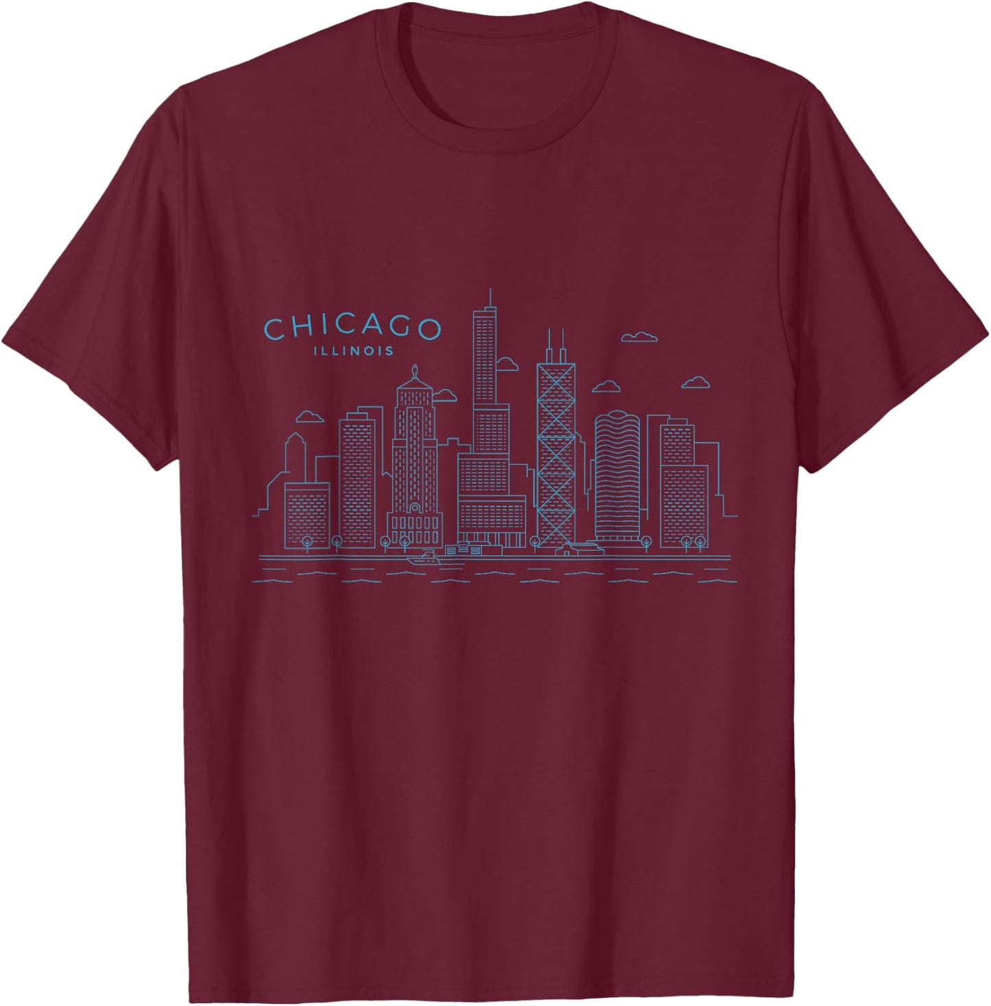 Chicago Skyline Vintage Chicago Illinois T-Shirt - T-Shirt | Maroon
