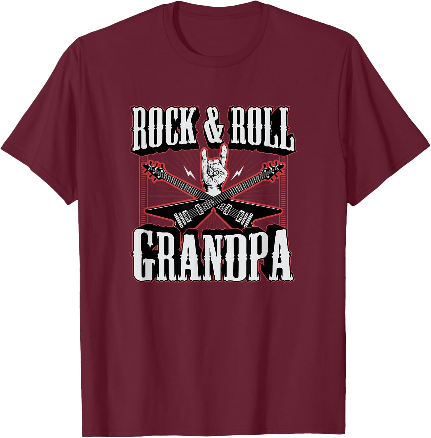 Rock and Roll Grandpa Vintage Guitar Musician Music Lover T-Shirt - T-Shirt | Maroon
