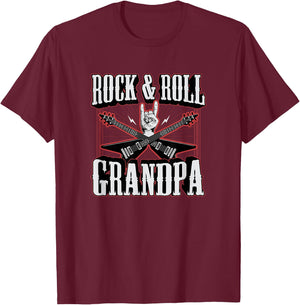 Rock and Roll Grandpa Vintage Guitar Musician Music Lover T-Shirt - T-Shirt | Maroon