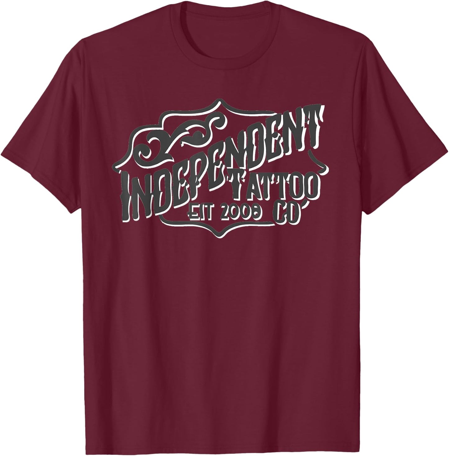 The Independent Tattoo Classic Style Shop Logo T-Shirt - T-Shirt | Maroon