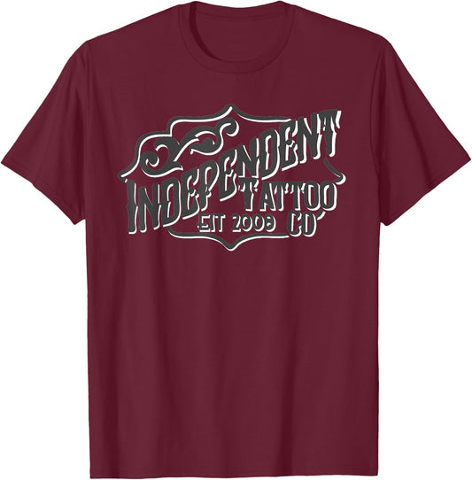 The Independent Tattoo Classic Style Shop Logo T-Shirt - T-Shirt | Maroon