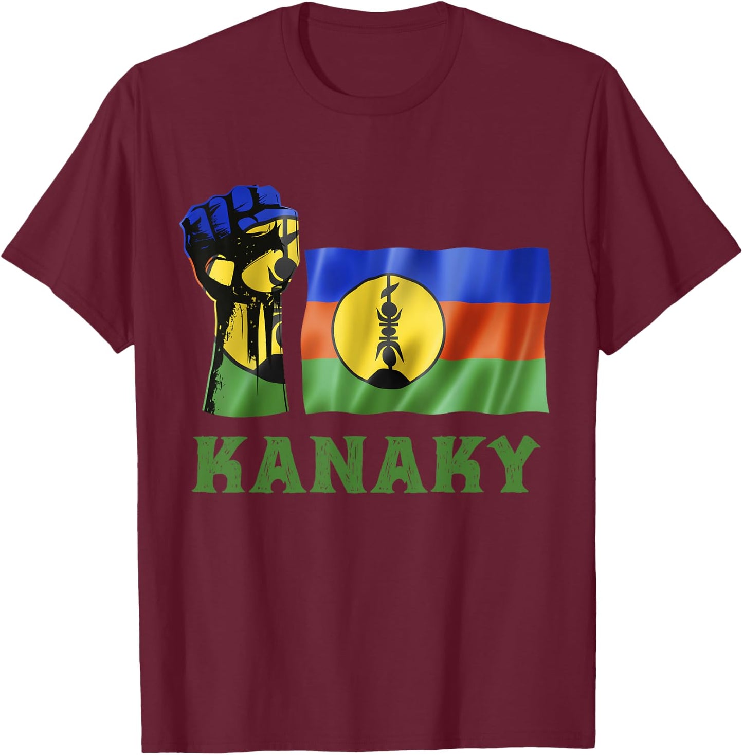 Kanaky Flag New Caledonia People Honor And Respect , Black, S T-Shirt - T-Shirt | Maroon