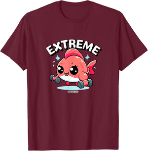 Extreme Fish Funny Workout Fitness Cute Women , Black, S T-Shirt - T-Shirt | Maroon